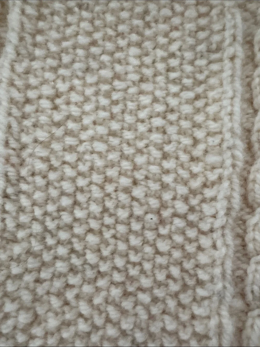 Hand Crafted Cream Cable Knit Wool Baby Blanket